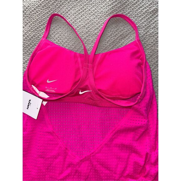 NWT-Nike Swim Essentials Women's Layered Tankini- size Medium Pink Prime - Picture 10 of 14